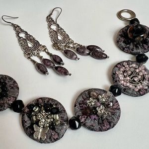 Handmade Beaded Bracelet With Earrings Set